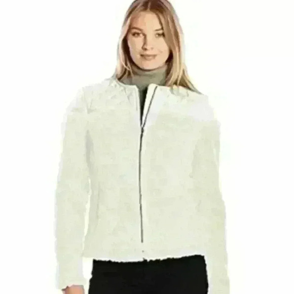 PRANA  Good Lux Quilted Jacket Teddy Sherpa Coat Diva Bomber size Large Cream - Picture 1 of 12